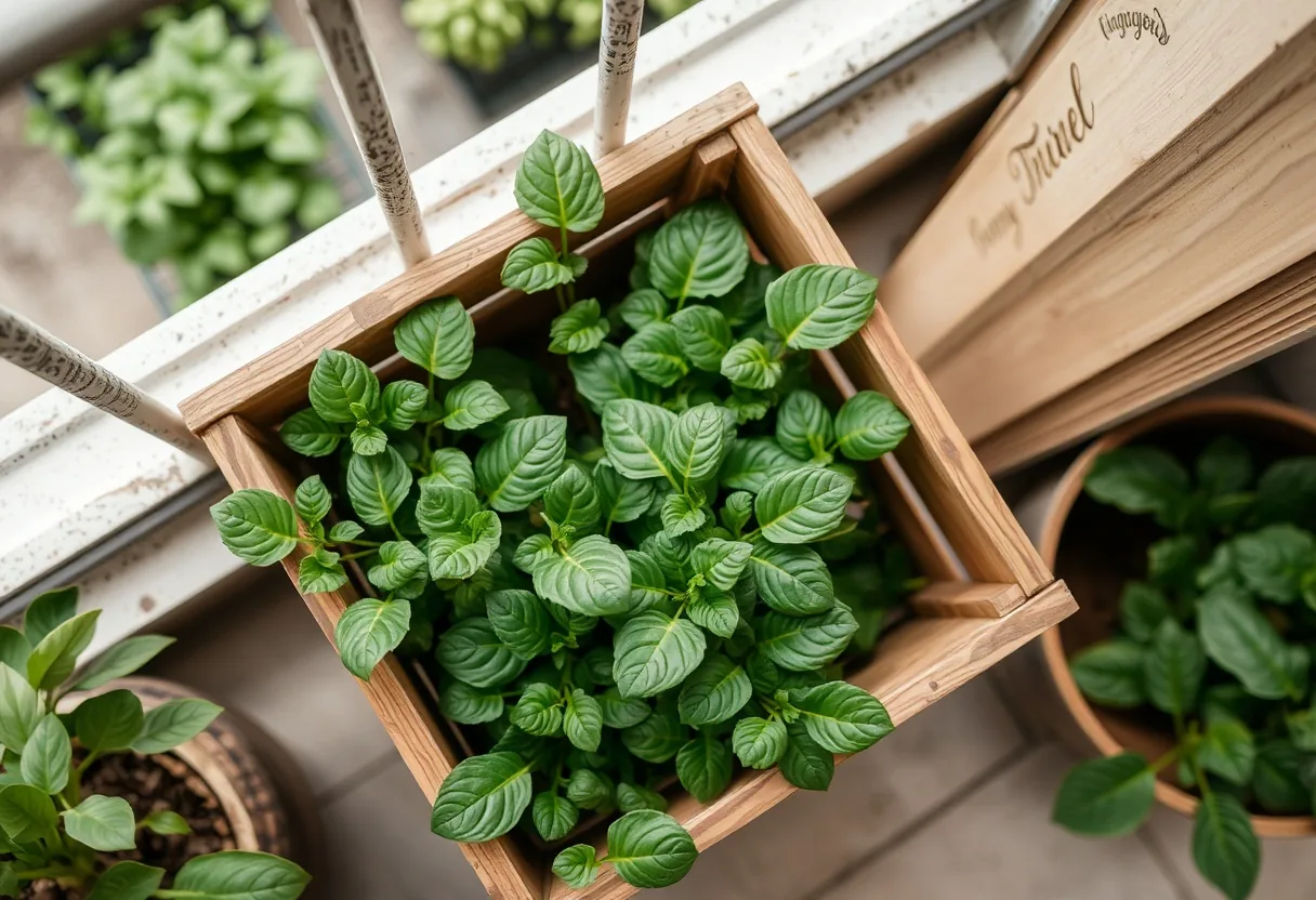 Huertos urbanos: cosecha en cajas de fruta