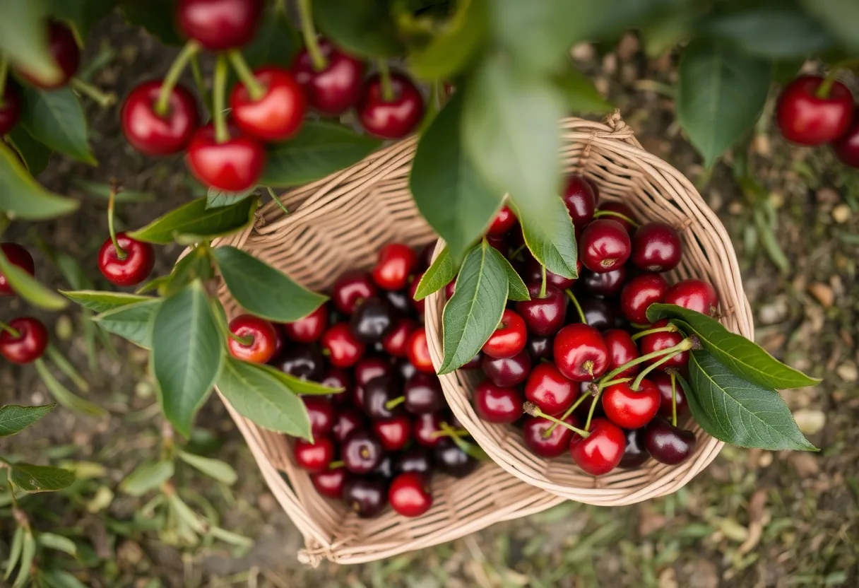 Proceso de cosecha y almacenamiento de cerezas