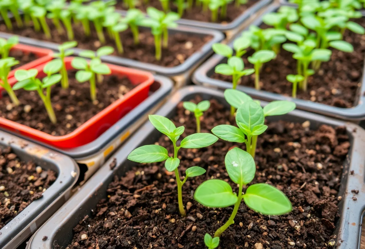 Semillas listas para la siembra en jardín