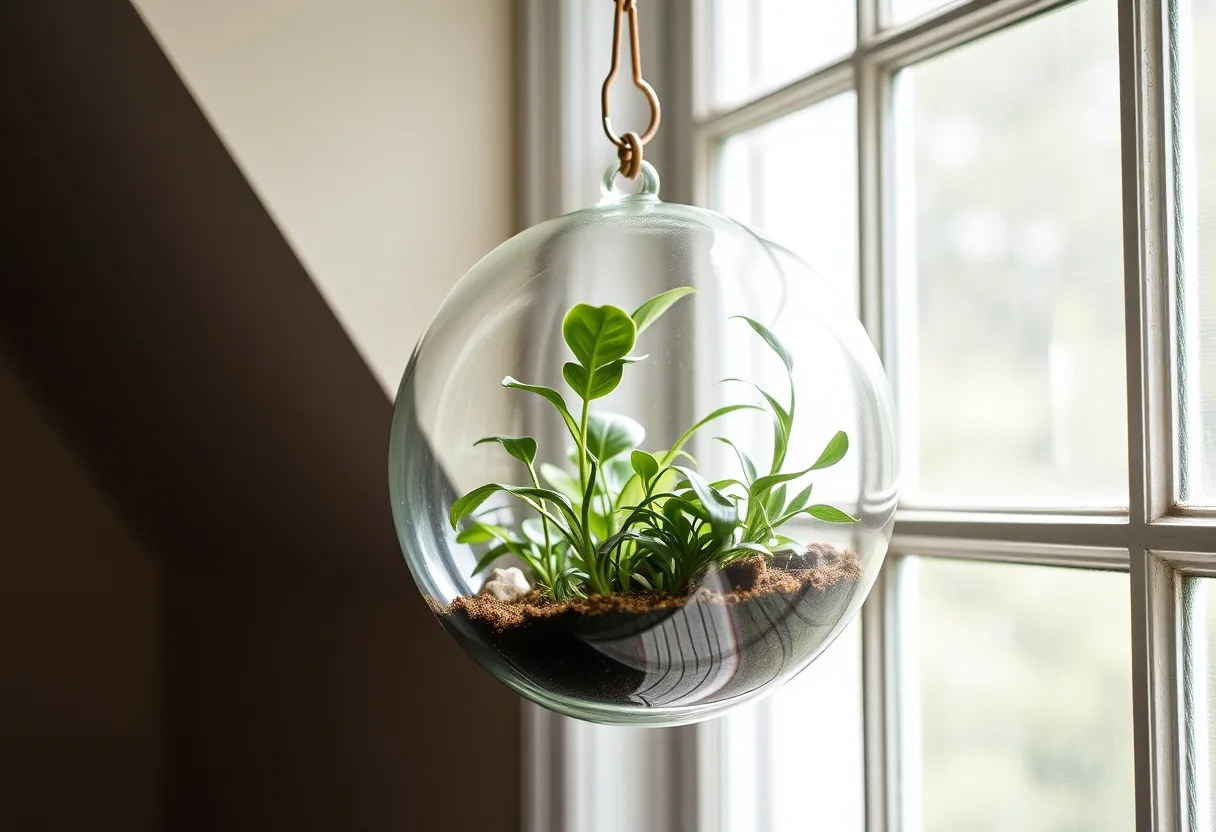 Descubre terrarios colgantes únicos. 🌿