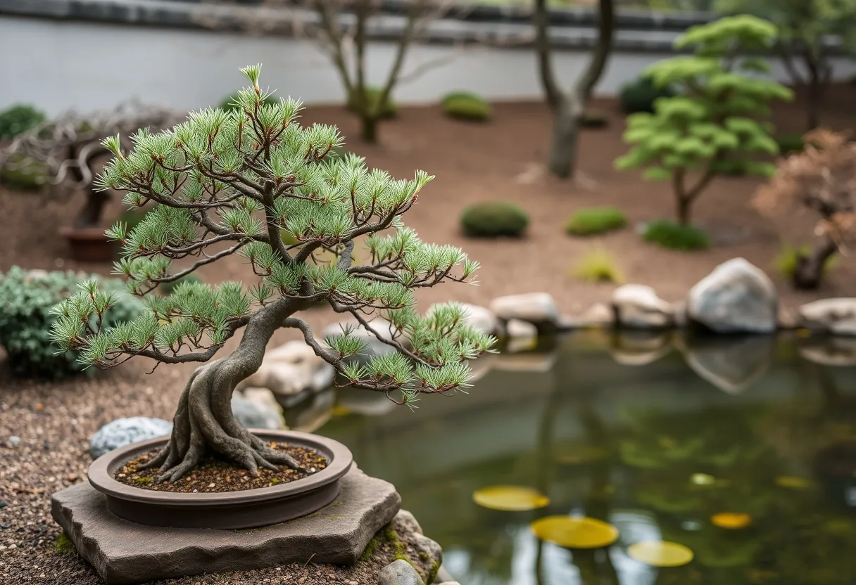 Arte japonés: Bonsáis en jardín zen