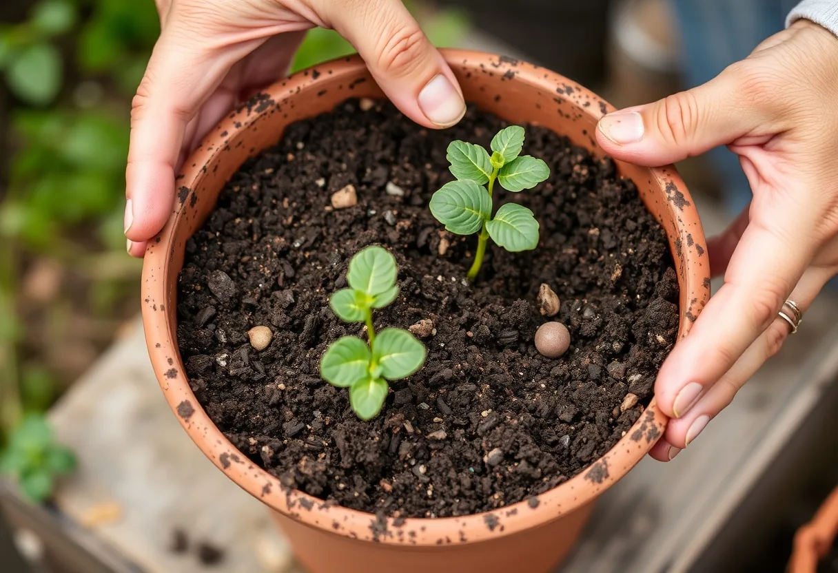Preparación experta de macetas para plantas