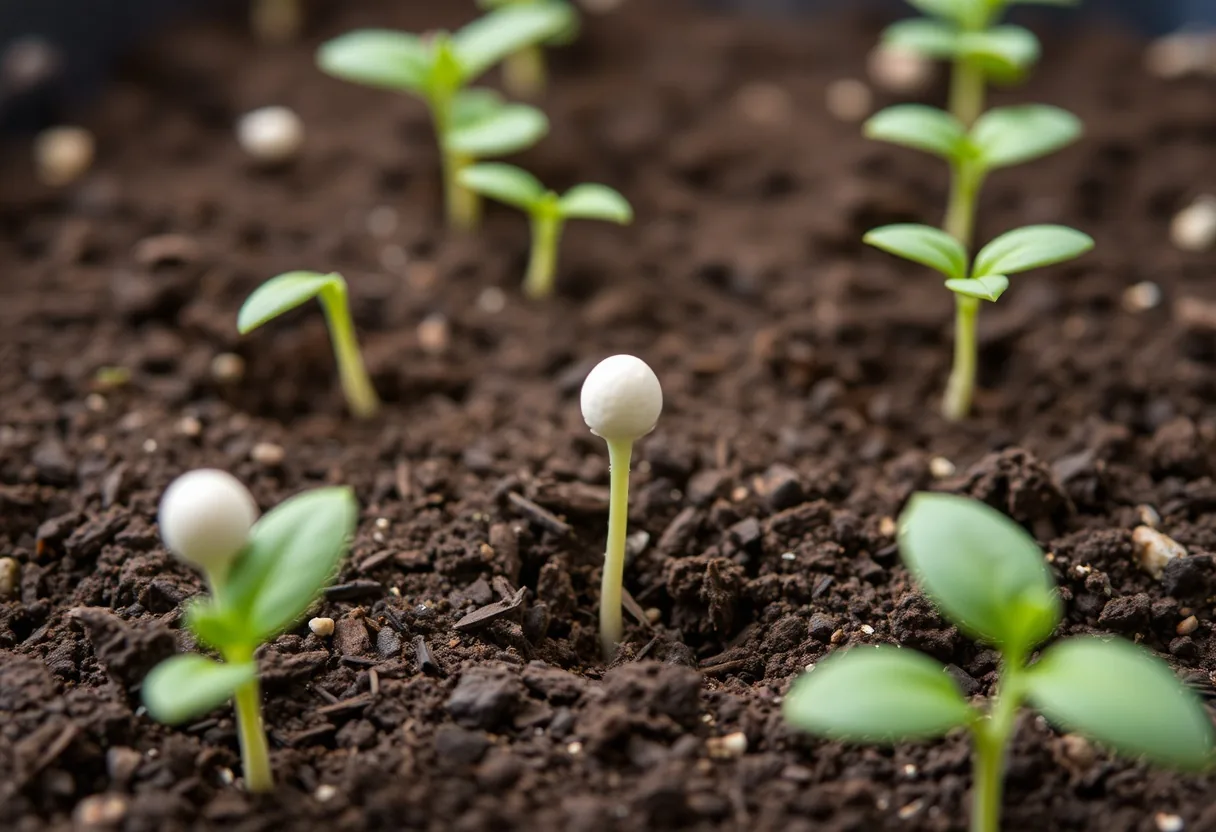 Semillas listas para la plantación: crecimiento natural
