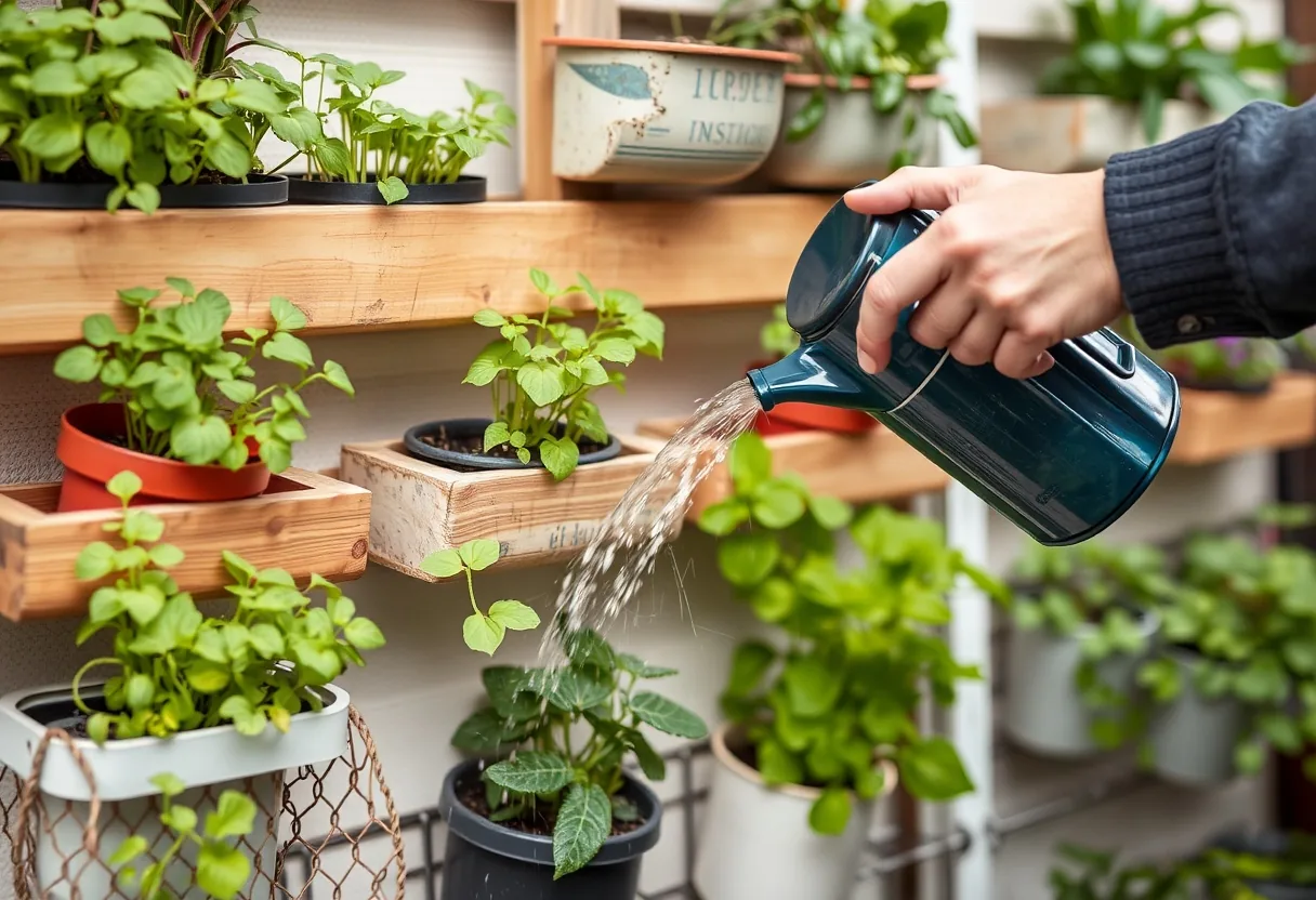 Cuidado de jardín vertical con macetas recicladas: sostenibilidad en casa