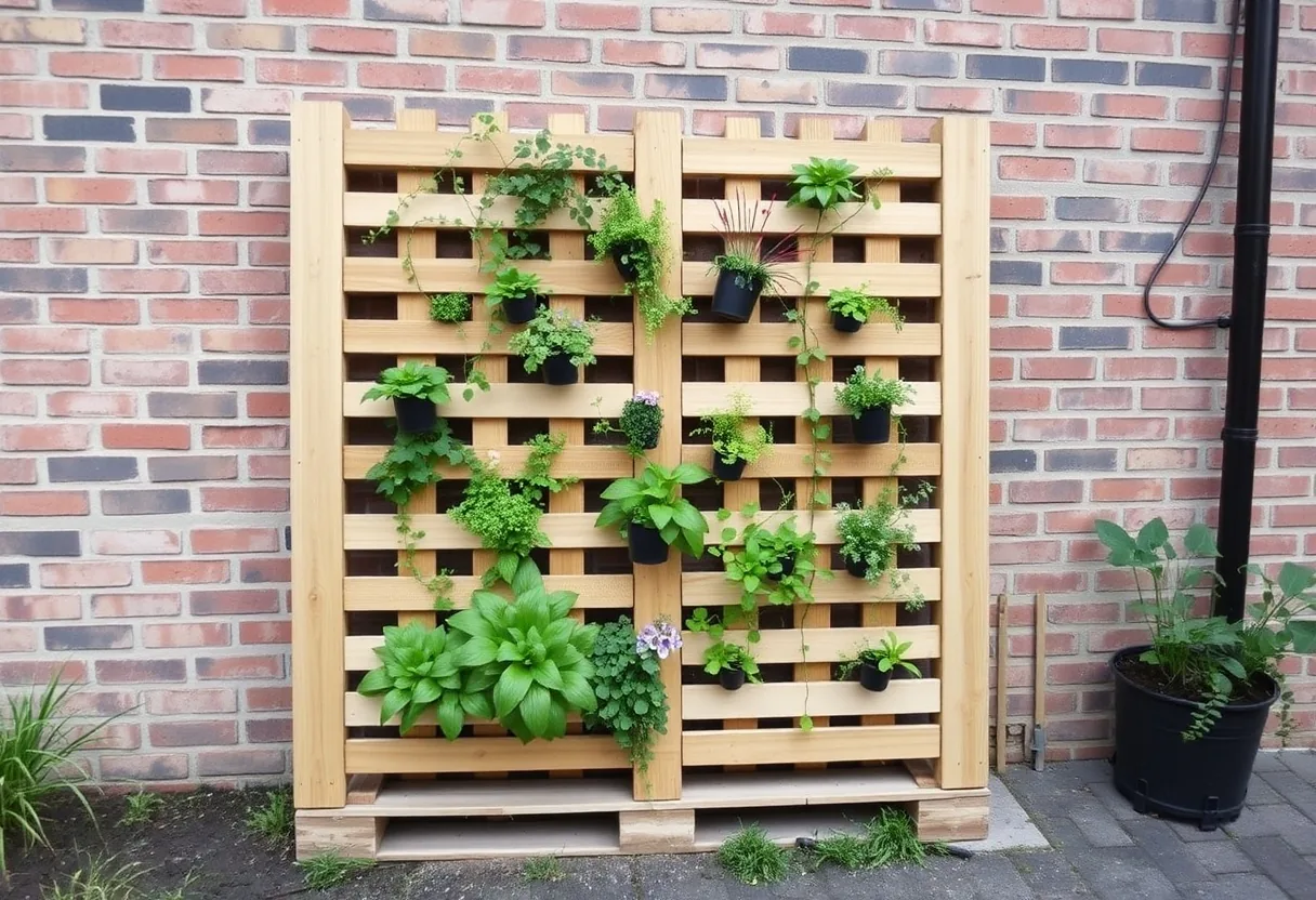 Diseño eco: palets reciclados en jardín vertical