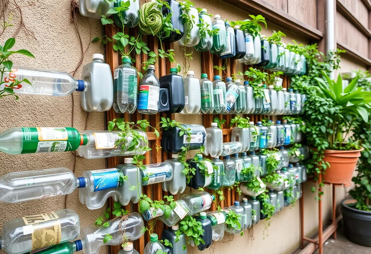 Jardín vertical con botellas recicladas: ¡creatividad verde!