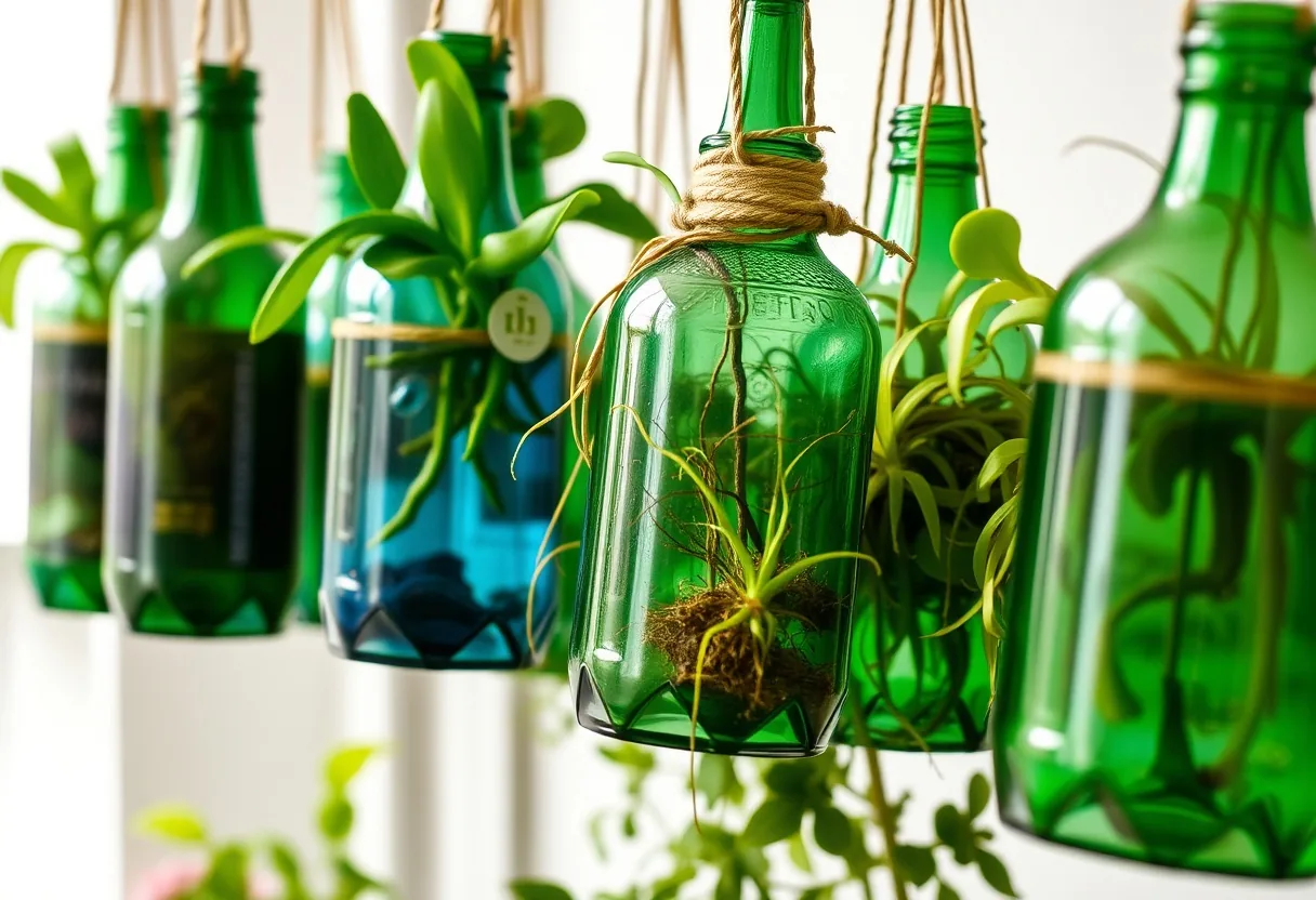 Diseño creativo de jardín vertical reciclado