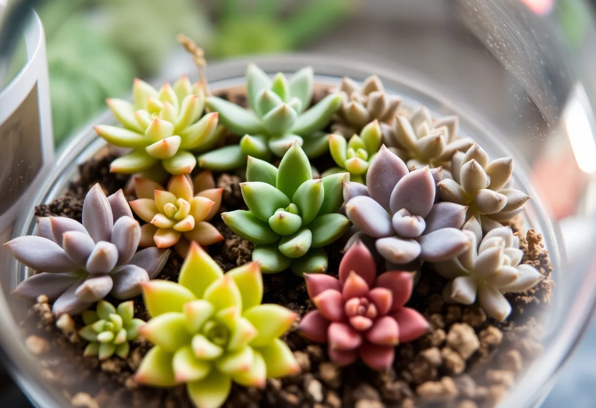 Variedad de suculentas ideales para terrarios
