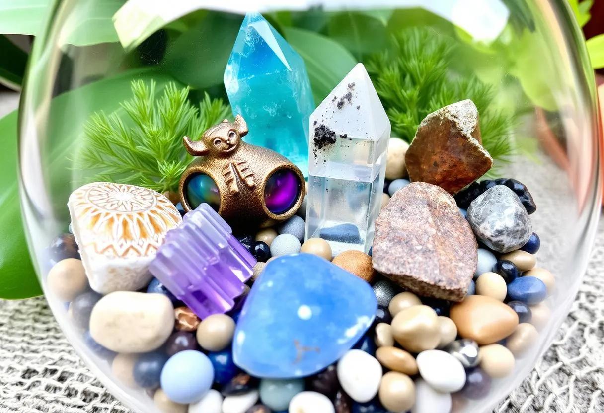 Terrarios exquisitos con piedras y cristales