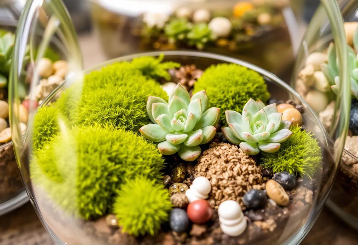 Terrarios con musgo y suculentas: naturaleza en casa