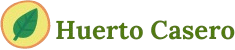 a logo for huerto casero with a green leaf in the center