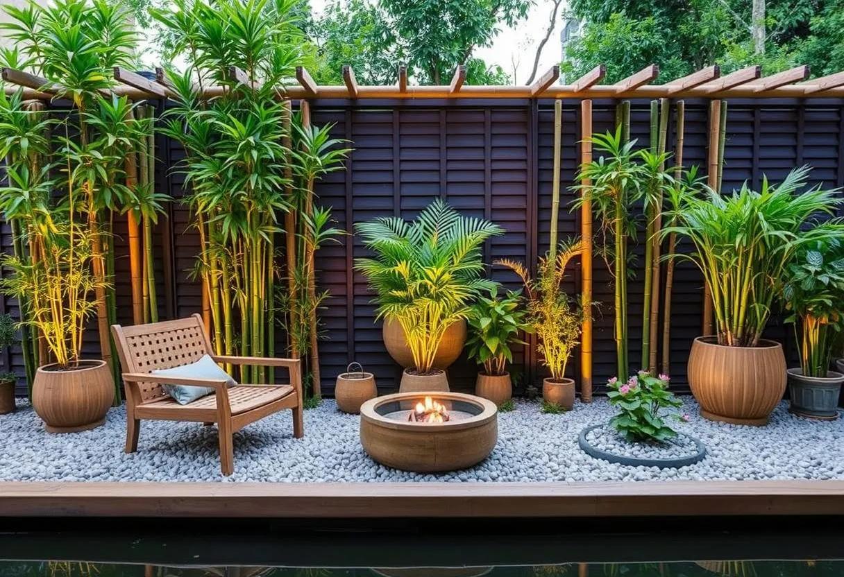 Decoración natural con bambú, ideal para jardines