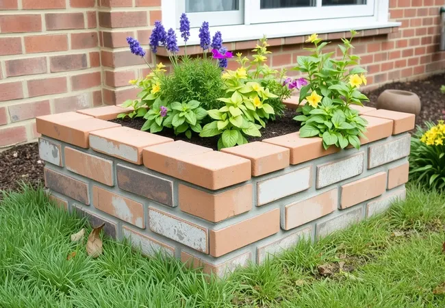 Construcción de caja cultivo: ladrillos reciclados Construcción de caja cultivo: ladrillos reciclados