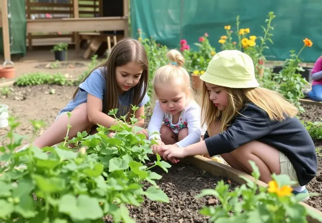 Niños aprendiendo en huertos comunitarios Niños aprendiendo en huertos comunitarios