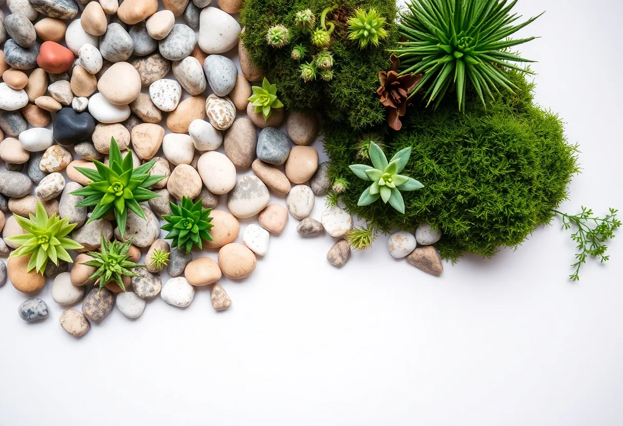 Variedad de plantas y materiales para jardín