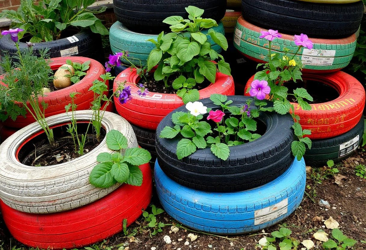 Uso de neumáticos reciclados en el huerto: Ideas y consejos