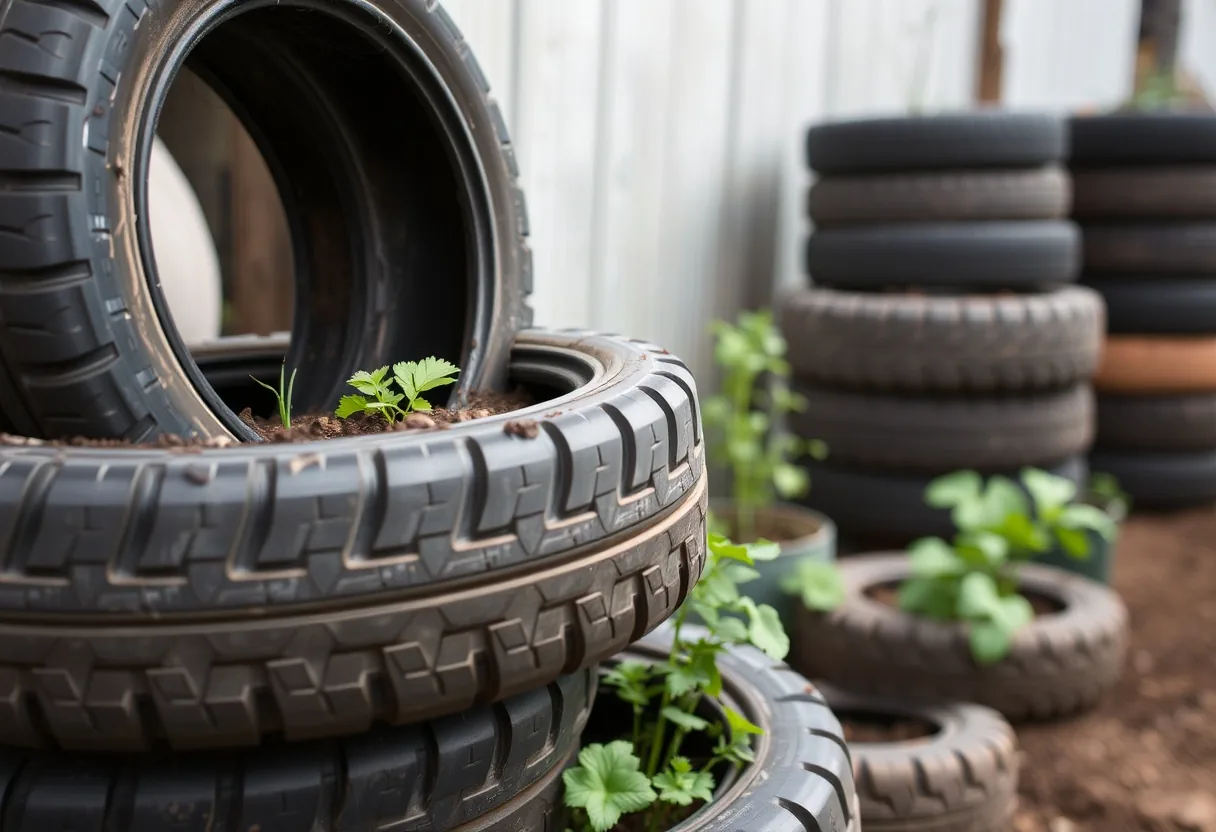 Creativas formas de reutilizar neumáticos en tu jardín